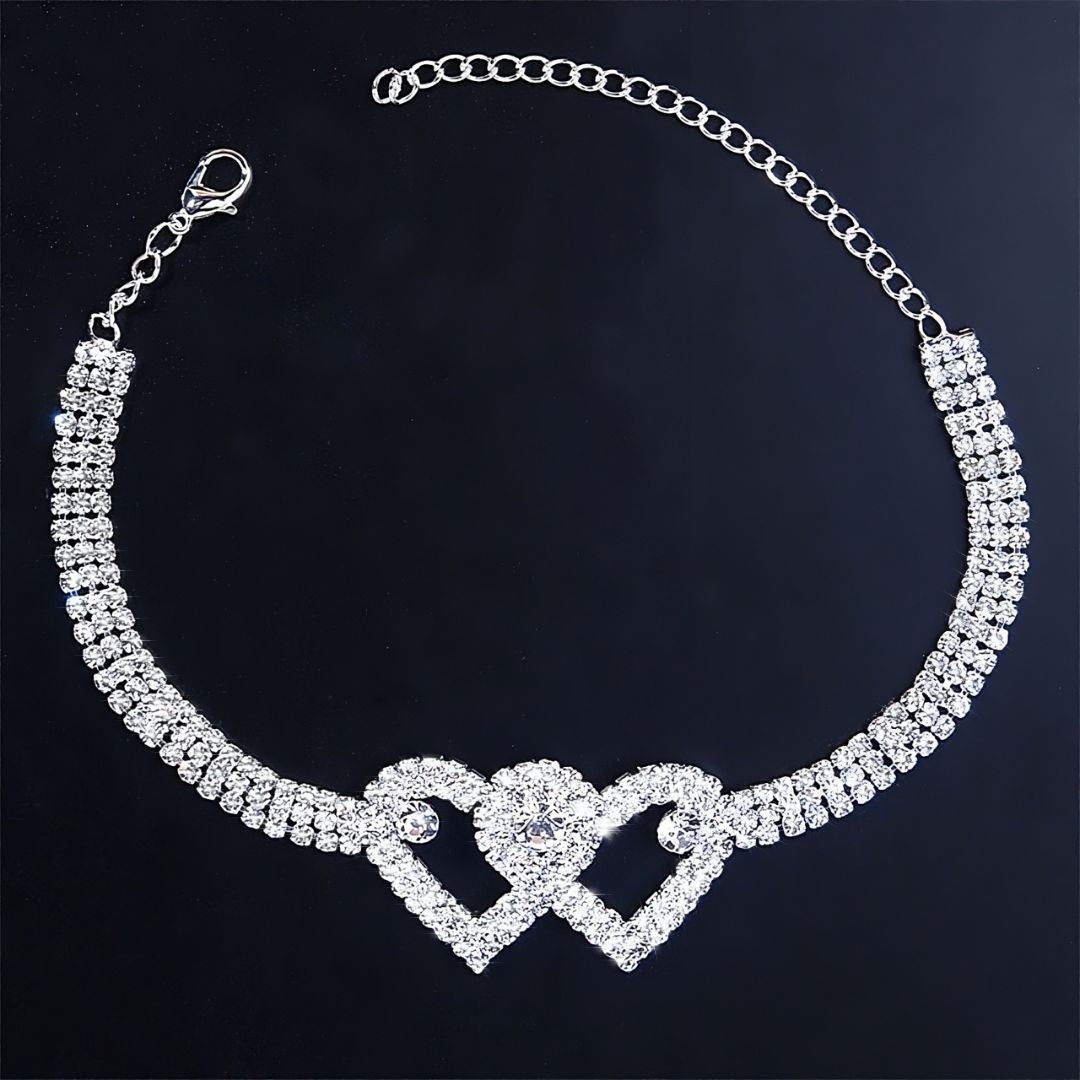 cavigliera doppio cuore swarovski